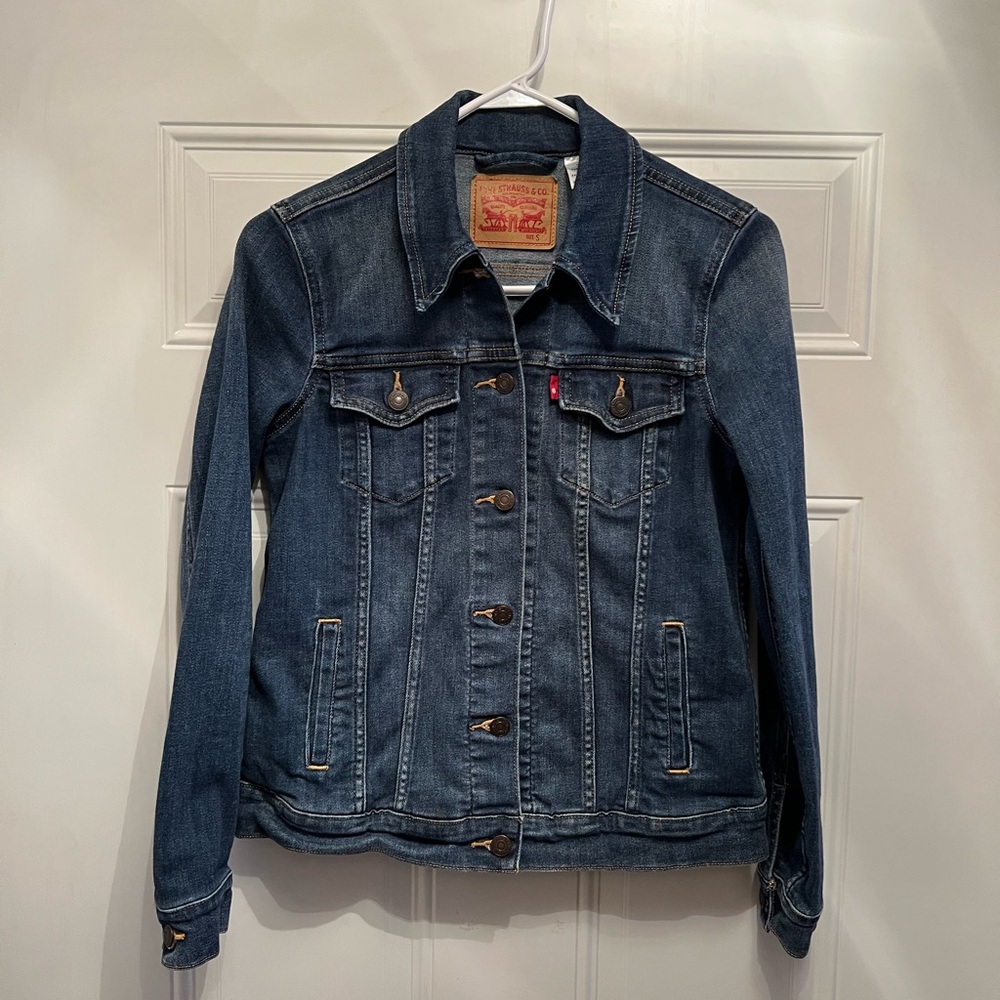 Levis Classic Women’s Blue Denim Stretch Jacket Button Up Size Small